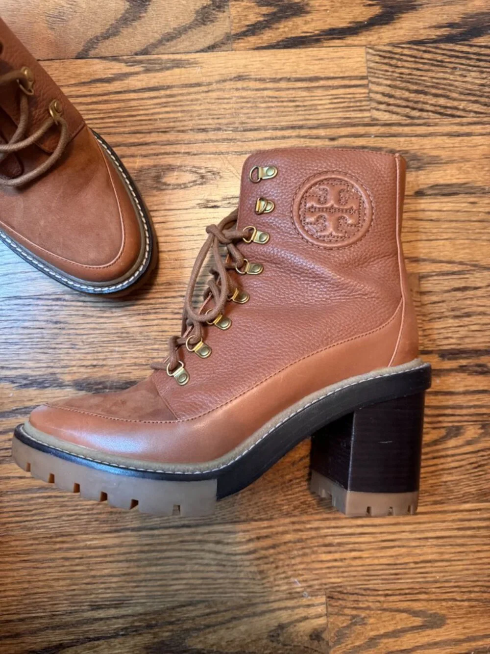 tory Burch Miller Mixed-Materials Lug Sole Boot Size 8.5